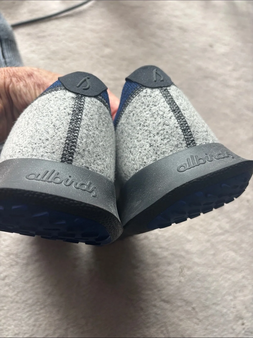 Allbirds Men's WDM (wool dasher mizzle) Light Gray Sneakers with Navy Trim
